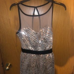 Girls Black & Gold Sequins Dress